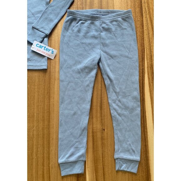 Carters Kids Boys 2-Piece Blue Thermal Pajama Set - Picture 4 of 7